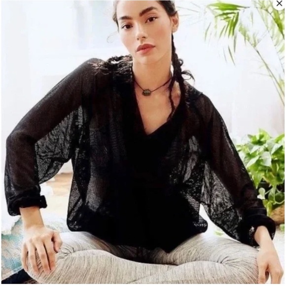Free People Tops - FP Movement by Free People Just Breathe Mesh Hoodie in Black